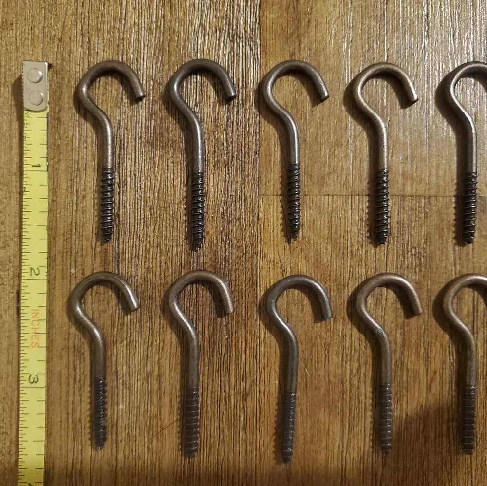 14 Small Screw In Cup Hooks - Use for Patio Lights Jewelry Plants Keys Baskets
